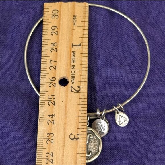 Alex and Ani Initial "K" Charm Bangle Bracelet - Rafaelian Silver - Picture 9 of 10